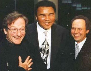 Ali with Crystal and Robin Williams in 1999