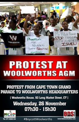 Woolies AGM Protest poster